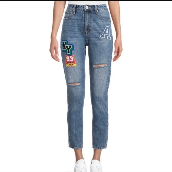 No Boundaries Distress Denim Juniors Mon Jeans Sz 5 - Picture 1 of 11
